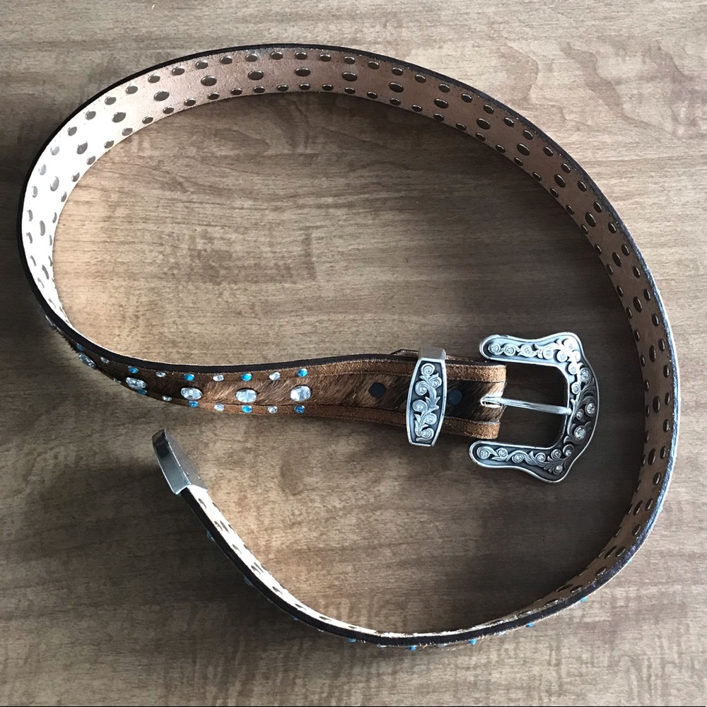 Justin Boots Brown and Silver Belt